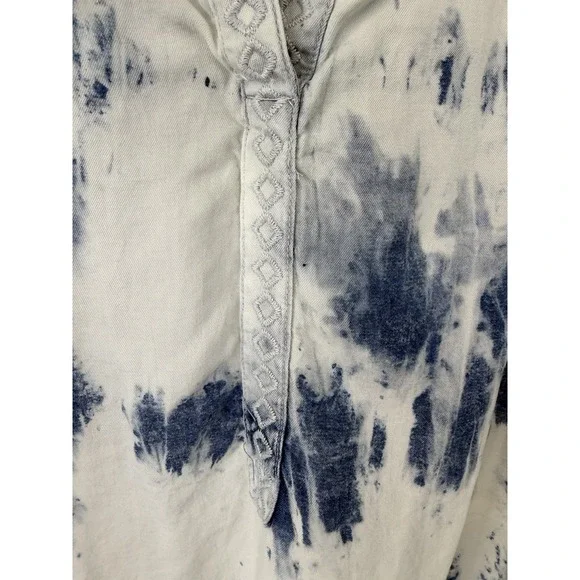 Vintage America Loose White/Blue Tie Dye Blouse Size XL - Picture 7 of 10